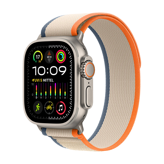 Apple Watch Ultra 2 LTE 49mm Titan med Trail Loop - Orange/Beige