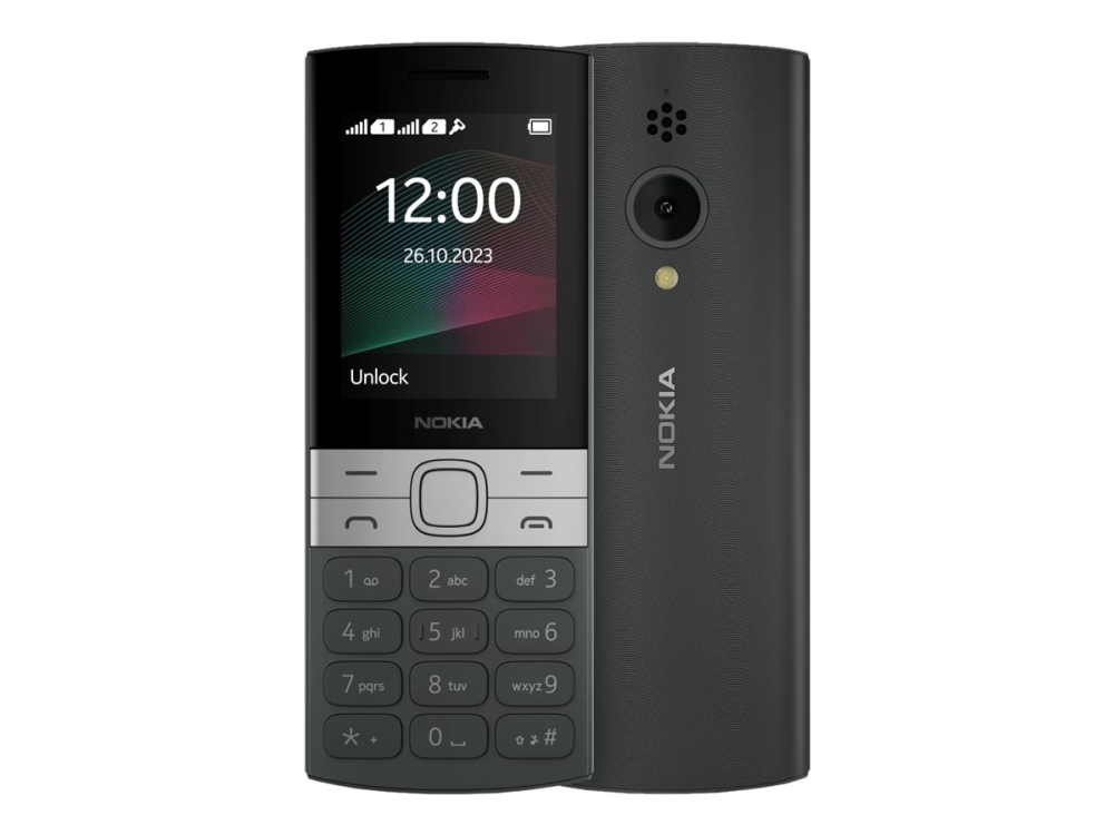 150 (2023)   Funktionstelefon   Dual Sim   Microsd Slot   Rear Camera 0,3 Mp   Sort fra Nokia