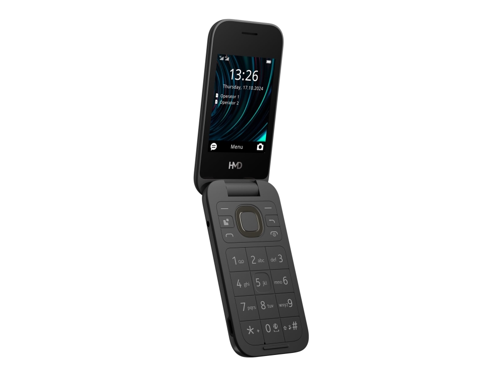 Hmd 2660 Flip   4g Funktionstelefon   Dual Sim   Ram 64 Mb   Intern Hukommelse 128 Mb   Microsd Slot   Rear Camera 0,3 Mp   Sort fra Hmd Global